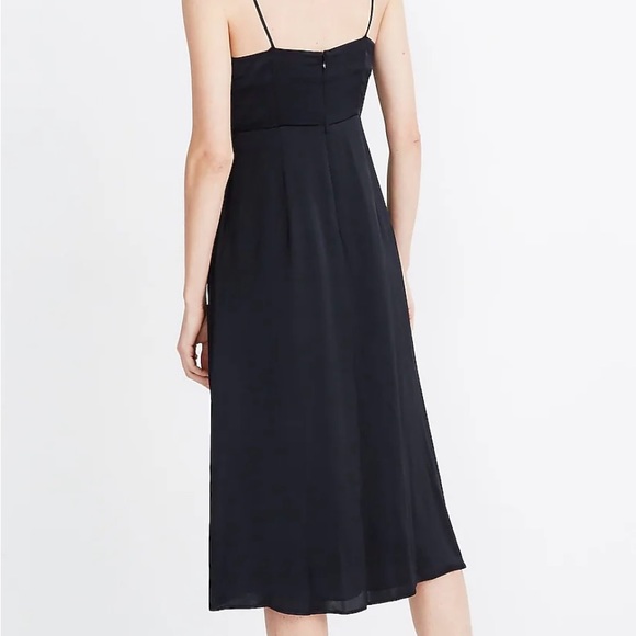 Madewell Black Satin Cami Side-Button Dress, size 00 - Picture 3 of 9